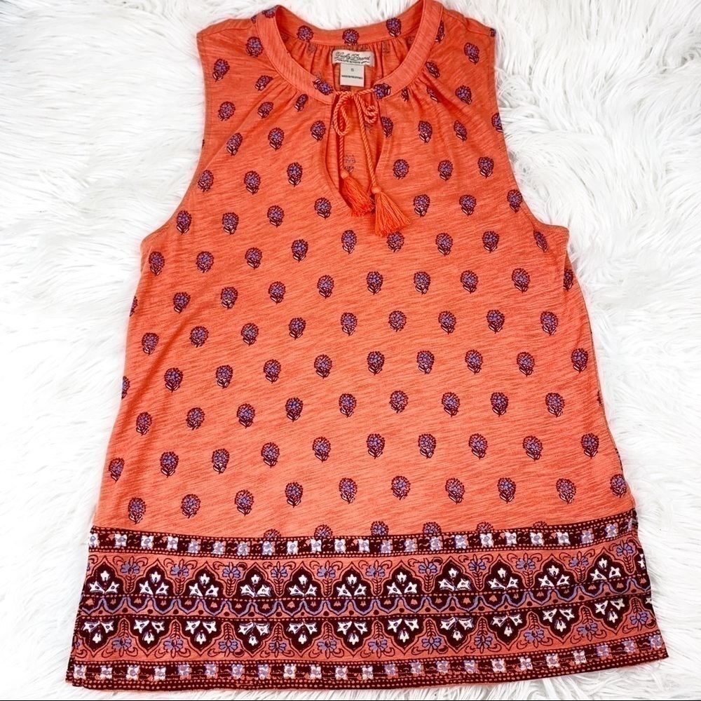 Lucky Brand Sleeveless Top Tassel Tie Boho